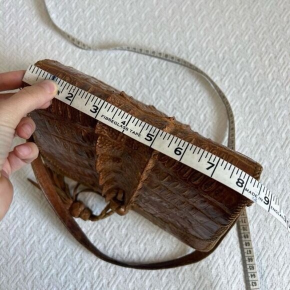 Vintage 80s Hornback Alligator Crocodile Leather Handbag Purse Tassel Western - Picture 6 of 15